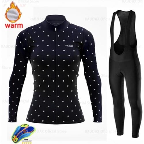 2020 Women Winter Cycling Jersey Suit Lady Simple Temperament Thermal Fleece Bicycle Clothes Kit Bike Clothing Set Mtb Uniform