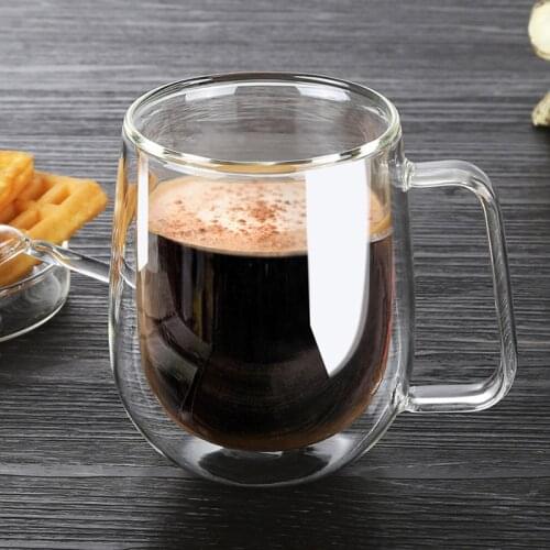 Creative Glass Double Wall Coffee Mug Espresso Cappuccino Latte Art Coffee Cup Office Household Black Tea Fruit Tea Teabag Cup