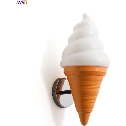 Creative Ice Cream Wall Lamp LED Carton Mirror Light Nordic Wall Light Cute Wandlamp For Kidss Bedroom Living Room Decoration