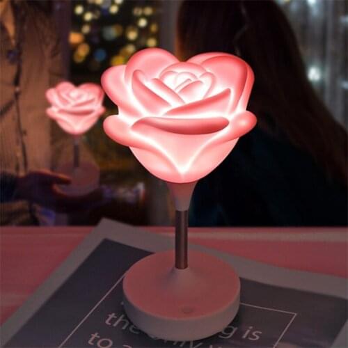 Creative Rose Silicone Light USB Charging Rose Night Light 3-Modes Touch LED Romantic Stmosphere Lighting Home Decor Girls Gift