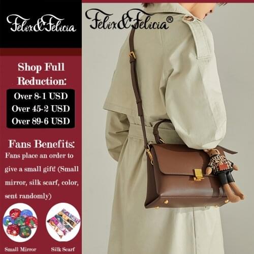 FELIX & FELICIA Fashion Genuine Leather Women Handbag Brand Luxury Shoulder Bags Ladies Crossbody Vintage Design Messenger Bag