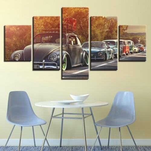 Modular Canvas HD Prints Retro Car Posters Home Decor Wall Art Pictures 5 Pieces Abstract Road Paintings No Frame