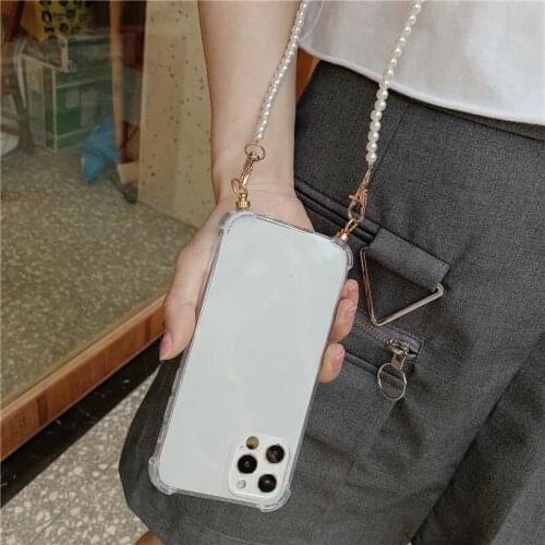 Necklace Lanyard Clear Phone Case For iPhone 11 12 Pro Max Mini 6 6S 8 7 Plus XS X XR SE 2 Strap Cord Chain Soft Silicone Cover