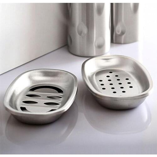 2pcs Double Layer Stainless Steel Soap Dish Tray Double Draining Soap Box Holder for Shower Bathroom Kitchen (Oval Dot)