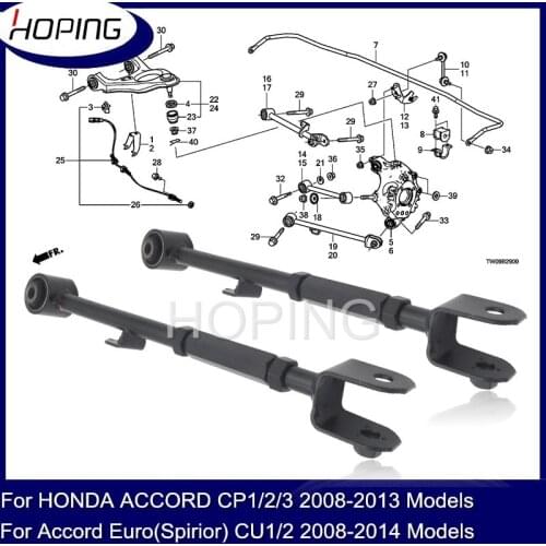 Hoping 2PCS For HONDA For Accord 2008-2013 Adjustable Rear Lower Control Arm For Crosstour 2011-2016 For Acura TL 2009-2014