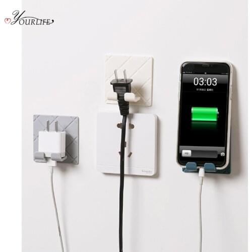 OYOURLIFE Wall Mounted Power Plug Holder Hook Wall Shelf Folding Multi-function Wire Plugs Socket Key Sundries Storage Holder