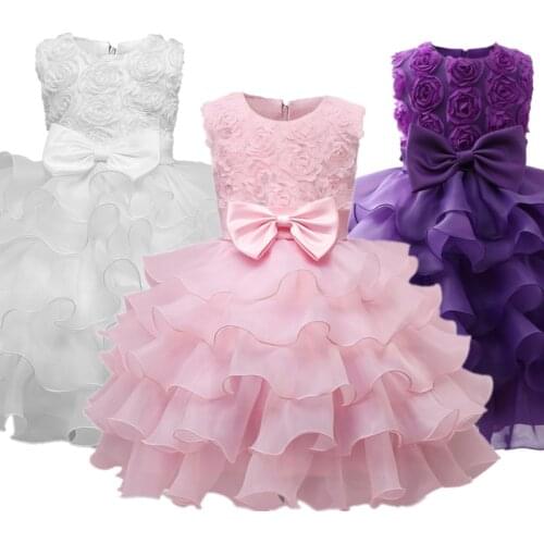 New Baby Girls Dresses 6-24M Toddler Girls Party Tutu Baptism Dress Autumn Floral Birthday Outfits Vestido Infantil Para Festa