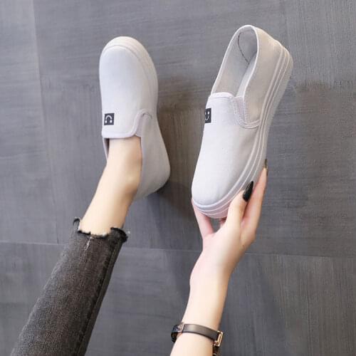2021 Spring and Summer New Canvas Shoes Casual Cloth Shoes Korean Version of A Pedal All-match Thick-soled Lazy Womens Shoes