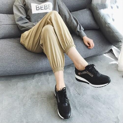 New wedges with thick base increased ladies single shoes comfortable loafers with casual platform shoes Vulcanized Shoes X14-73