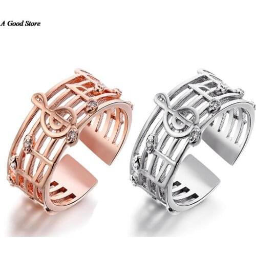 New Design Women Rings Musical Note Hollow Ring Adjustable Opening Charms Finger Rings Unisex Birthday Gift Accessories