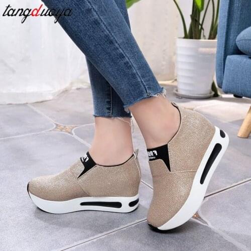 New Sneakers Women Shoes Woman Flat Platform Shoes Female Flats Shine Bling Causal Shoes Loafers Plus Size Slip on Ladies Shoes