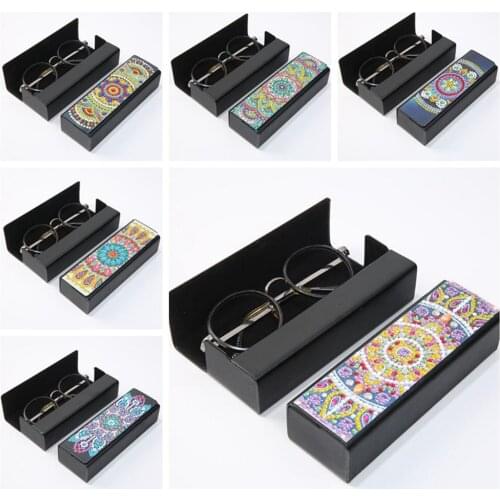 New DIY Diamond Painting Eye Glasses Case Travel Leather Sunglasses Storage Box Diamond Embroidery Eyeglass Box Arts Gifts