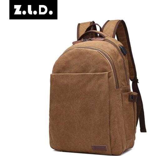 Z.L.D.New canvas backpack usb business laptop bag fashion brand casual men and women backpack students large-capacity school bag