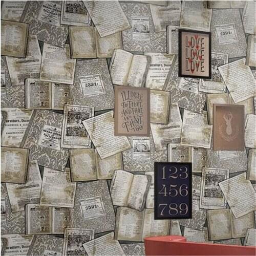 Beibehang behang Retro Nostalgic English Letters Old Newspaper Wallpaper Study Bar Cafe Meals Bar Clothing Shop Wallpaper