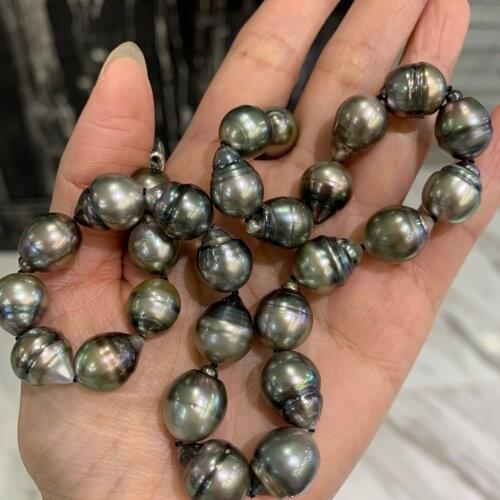 10-12MM natural tahiti black pearl necklace fine women jewelry genuine jewelry classic 44CM free shipping