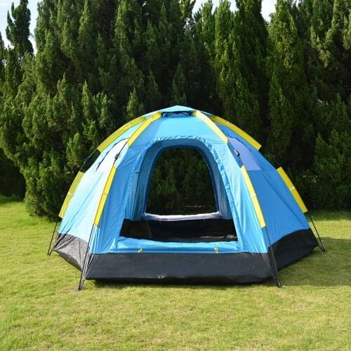 3-5 Person Quick Open Automatic Tent 2 Door 4 Window Outdoor Camping Beach Hiking Summer Tent Mongolian for Family Party Travel
