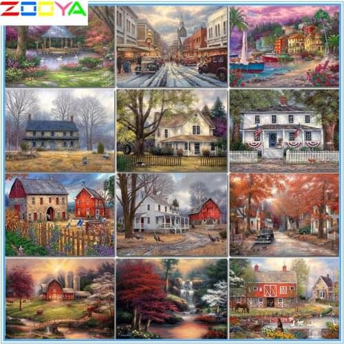 Full Square Drill Diamond Painting 5D House Full Kits Wall Art Diamond Embroidery Sale Landscape Diy Needlework Home Decor Lx933