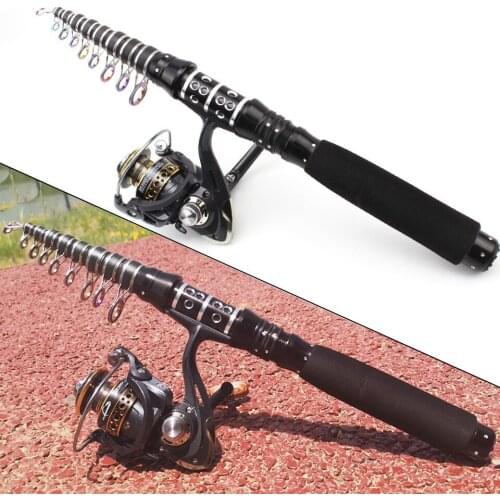2.1m2.7m3.0m Rod Reel Combos Portable Carbon Portable Telescopic Fishing Rod Spinning Rod and Spinning Reels beginner fishing