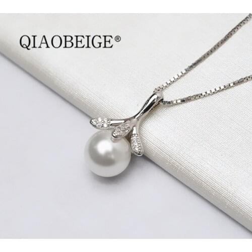 QIAOBEIGE pearls jewelry making for 10-12mm round pearl Pendant Freshwater Pearl Silver Pendants Jewelry Making Supplier