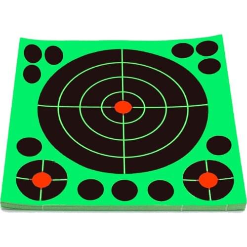 8”x8" Self-Adhesive Splatter Splash & Reactive(Colors Impact) Green Shooting Sticker Targets(Bulls-eyes) 10 Pcs per Pack
