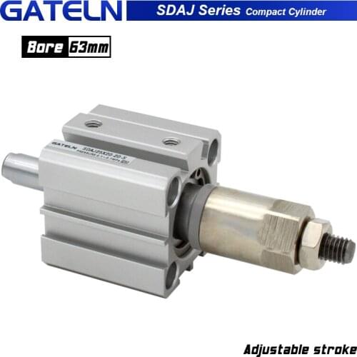 SDAJ series bore 63mm Adjustable stroke compact air cylinder double acting SDAJ63X20-20 SDAJ63X40-20S-B SDAJ63X75-50