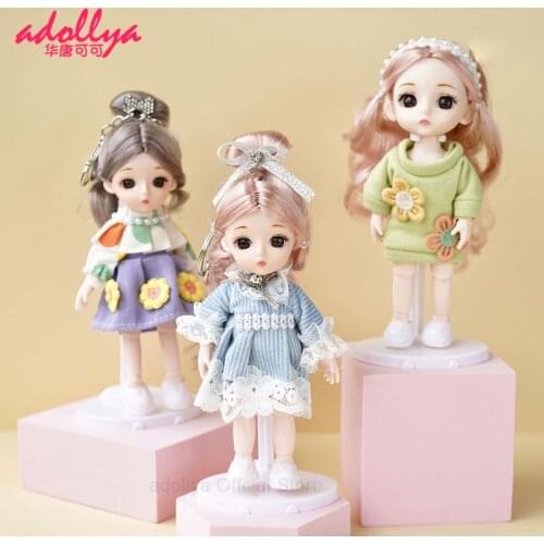 Adollya BJD Doll 16cm Lovely and Fashionable Loli Doll Keychain 13 Ball Jointed Doll Swivel Toys for Girl 1/12 Dolls
