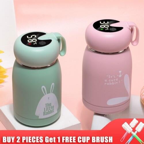 320ml Cute Thermos Bottle Coffee Mug Smart Temperature Display Stainless Steel Water Bottle Vacuum Flask Car Office Thermos Cup