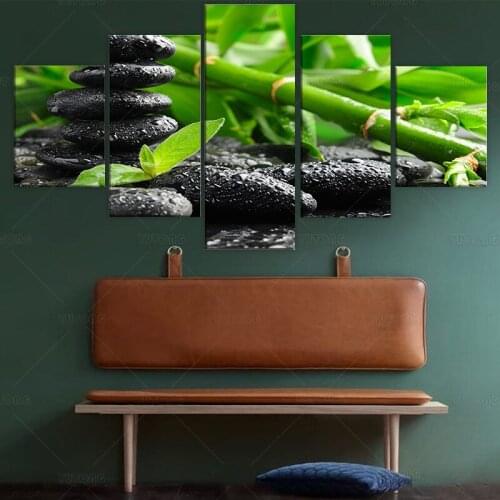 Modern Wall Art 5 Piece Bamboo pebbles Picture Canvas Print for Living Room Home Decoration Posters And Prints Canvas Painting