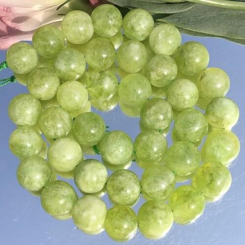 Green Peridot Crystal Stone Beads Round Loose Spacer Beads For Jewelry Making Diy Bracelet Accessories Mineral 6/8/10MM 15"Inch