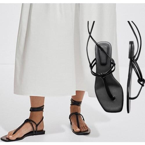 Jenny&Dave Ins Fashion Blogger Folk Summer Sandals Women England Fashion Genuine Leather Vintage Bandage Roman Sandals Women