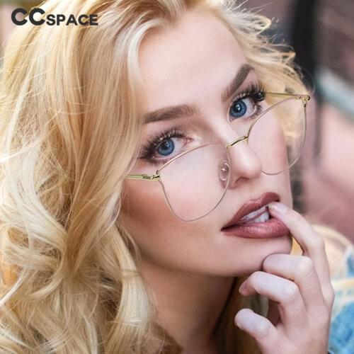 48303 For Women Anti Blue Light Metal Glasses Frames Oversized Fashion Computer Eyeglasses