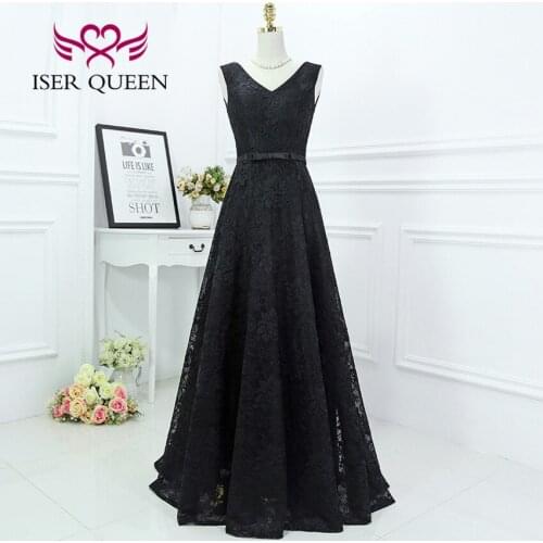 V neck Vintage Lace Evening Dress 2021 Floor Length Lace up Sash Formal Dresses EX0030