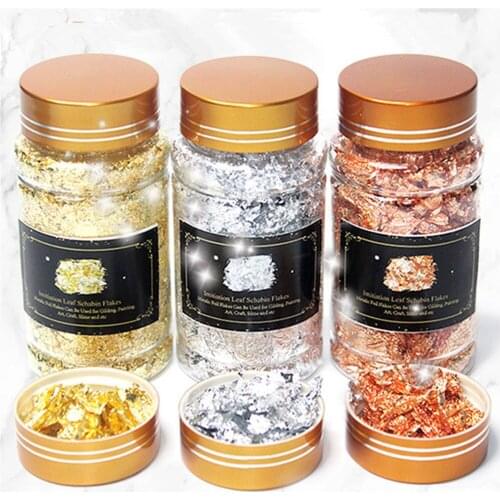 10g Gold Silver Foil Nail Art Gold Nail Stickers Nails Decoration Sequins for Nail Charms DIY Nail Accessories 3D Foil Nail Art