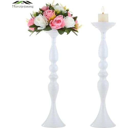 12PCS Metal Candle Holders Flower Vase/Stand Candlestick White Candle Holder Floor Vase Candelabra Wedding/Table Centerpieces 03