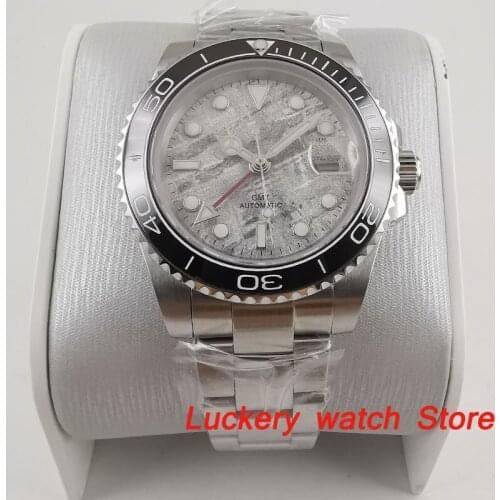2019 New 40mm gray dial luminous saphire glass;black ceramics Bezel GMT Automatic movement mens watch-BA167