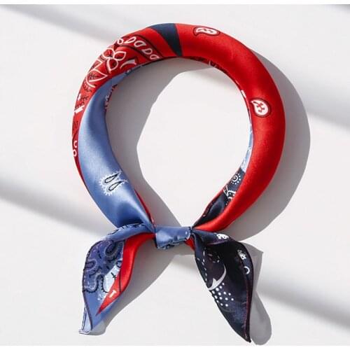 2021 New Multifunction 70*70cm Silk Finish Paisley Printing Casual Satin Luxury Women Scarf Hajabs