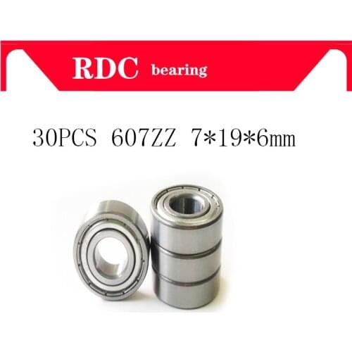 30PCS ABEC-5 607ZZ 607Z 607 High-quality deep groove ball bearing 7x19x6mm Bearing 7x19x6 MM Miniature 607Z Ball Bearings 607 ZZ