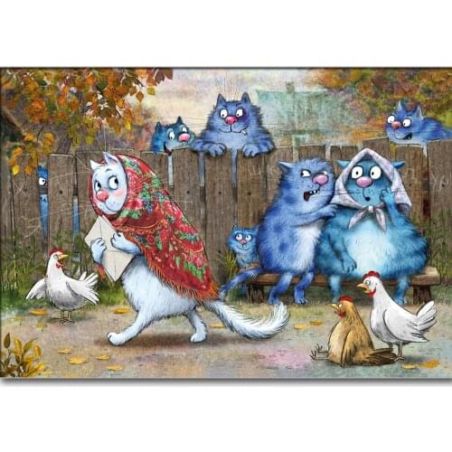 5d diy diamond blue cat pattern Cross Stitch diamond painting square animal embroidery beads patterns picture of rhinestones