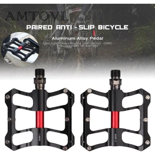 AMTOVL Ultralight Seal Bearings Bicycle Bike Pedals Cycling Aluminum Alloy Mtb Pedals Flat Platform Bicycle Parts Accessories