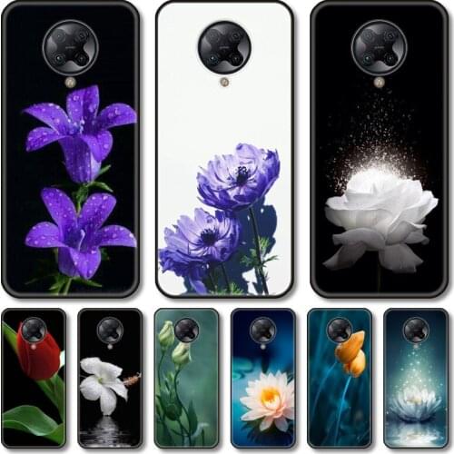 Blue flowers Phone Case For xiaomi Poco M2 M3 C3 X3 F2 F3 Lite NFC Pro Anime Black Cover Silicone Back Pretty tpu