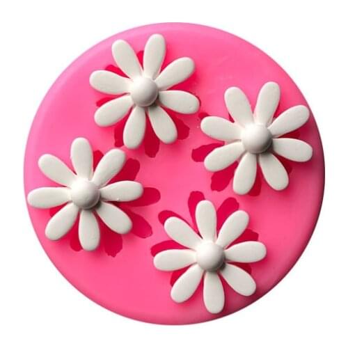 Four Flower Silicone Molds Fondant Cake Candy Chocolate Sugarcraft Ice Pastry Baking Tool Mould Soap Mold