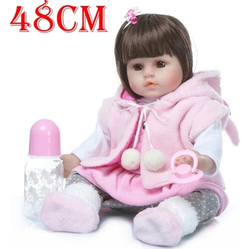 Bebe Real reborn 48cm Silicone reborn baby doll pink rabbit Style Lifelike toddler Bonecas girl kid menina de silicone surprise
