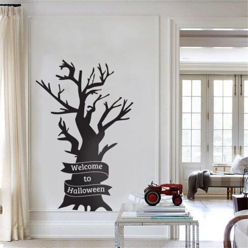Welcome To Halloween Tree Festival Ghost Wall Stickers For Office Home Decoration Diy Window Decals Mural Art Vinyl ph442