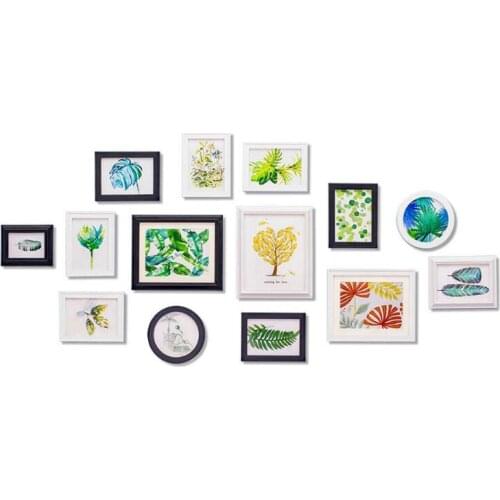 Europe Style 14 pcs/set White Wood Photo Frame Art Home Decor Frame Set Creative Combination Wall Photo Picture Frame Set
