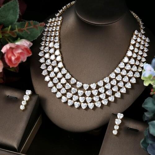 Janekelly 4pcs Bridal Zirconia Full Jewelry Sets For Women Party, Luxury Dubai Nigeria CZ Crystal Wedding Jewelry Sets