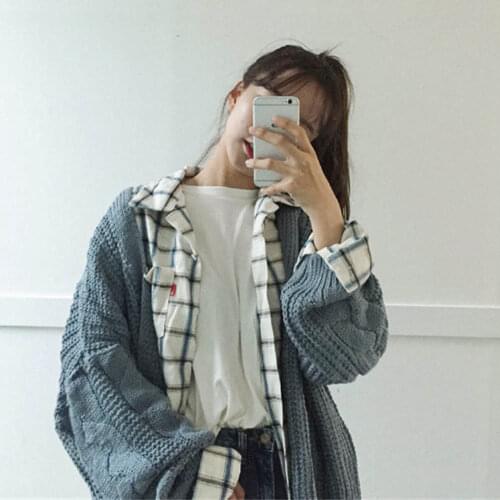 Cardigan Sweater Women Autumn and Winter Loose Lazy Style 2020 New Solid Color Long-sleeved Knitting Coat Jacket Tops