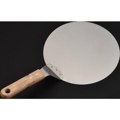 Wooden Handle Pizza Shovel Stainless Steel Round Cake Shovel Non-Stick Pizza Spatula Kitchen Baking Tools