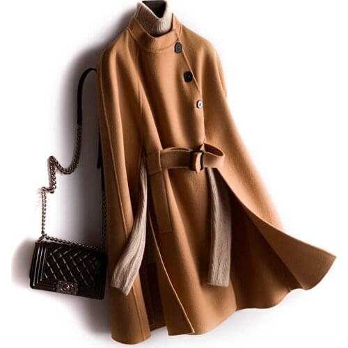 KMETRAM Fashion 100% Wool Coat Autumn Winter Jacket Women Cloak Woolen Coat Female Jacket Long Trench Coats Manteau Femme P038