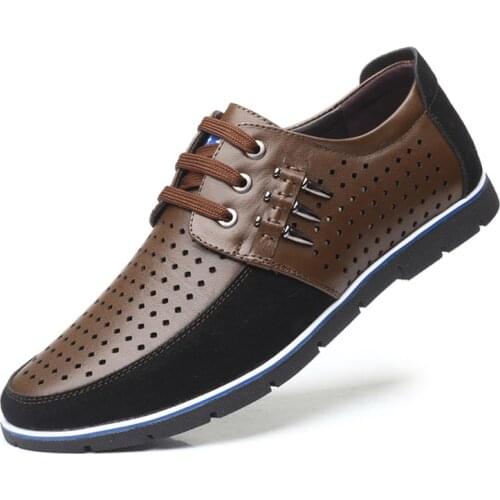 Men Hollow Out Summer Formal Shoes Men Lace Up Quality Shoes Breathable Men Shoes For Business 37-48 H222