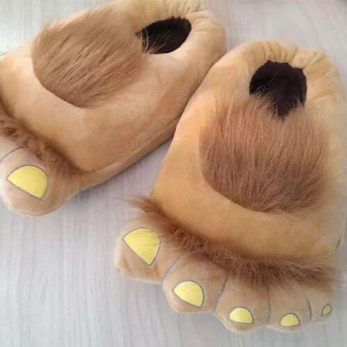 Mens Big Feet Furry Adventure Slippers Comfortable Novelty Warm Winter Q1FE